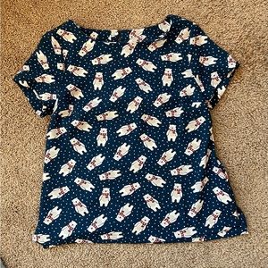 Women’s mod cloth short sleeve polar bear blouse